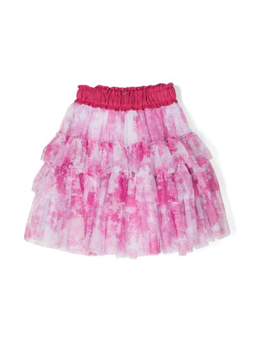 Monnalisa - floral-print tutu skirt - kids - Polyester/Cotton - 4 - Pink