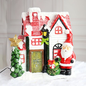 圣誕節裝飾品姜餅屋音樂圣誕老人小房子蛋糕店發光桌面大擺件禮物