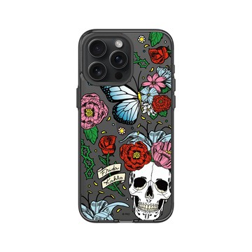 iPhone 15 Pro Max Clear 酷墨灰 - Frida Kahlo - 花骨骷顱頭