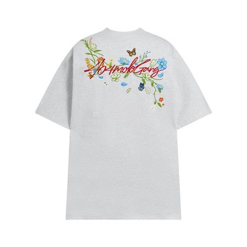 [章若楠同款]404MOB手寫花卉刺繡短袖T恤男女款涼感UPF50防曬t恤