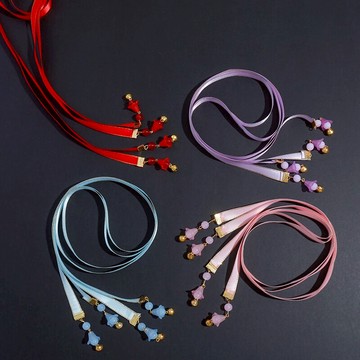 古風流蘇發帶女夏季綁頭發頭飾兒童絲巾絲帶發繩漢服飄帶頭繩發飾