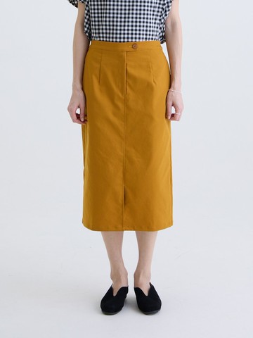 小松開衩長裙-檸黃