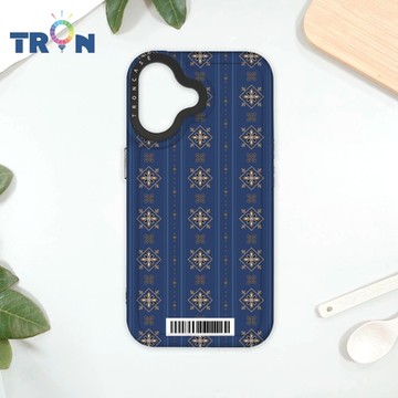 TRON IPhone 16 幾何復古花磚E款 防摔太空載具殼 透黑 軟硬 手機殼