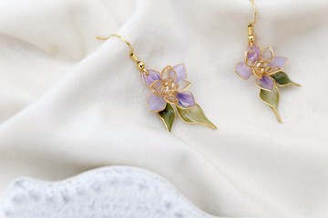 耳針x耳夾水晶花_田野小路(紫色)_光點飾品