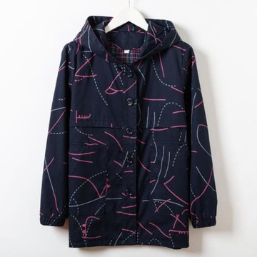 短款媽媽風衣春秋中老年女裝上衣純棉連帽洋氣上衣50歲60薄款外套