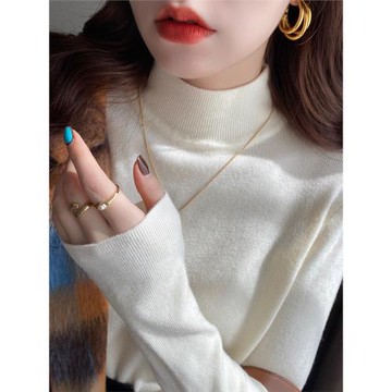 打底衫女內搭2025秋季新款半高領針織衫秋冬白色毛衣洋氣長袖上衣
