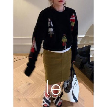 吳小姐韓代 Le offikr offikr 秋冬新款軟糯浣熊絨卡通提花毛衣女