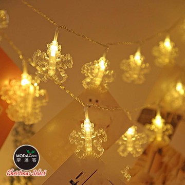 【預購】【摩達客】LED20燈夾子燈造型電池燈＋USB兩用充電-暖白光/雪花造型款（下單後5個工作天出貨） _廠商直送