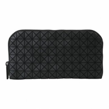 ISSEY MIYAKE 三宅一生  BAOBAO-幾何細方格弧型拉鍊長夾(霧面黑)