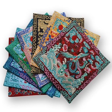 刺繡工藝品清代官服補子酒紅色布貼繡片外事禮品新款鼠標電話墊