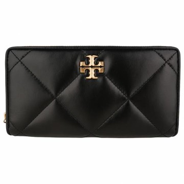 TORY BURCH- Kira 金屬TB 菱格紋皮革拉鍊長夾(黑色)