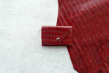 樂肯小卡包 防撥水真皮零錢包 雪莉紅