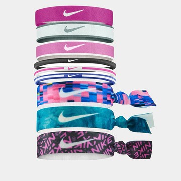 【Nike耐吉】9入組 多色混搭式瑜珈髮帶 彈力運動束髮圈(N0003537608OS)跳舞街舞饒舌說唱滑板嘻哈單品 女孩禮物 兒童禮物 小孩禮物 媽媽禮物 閨蜜禮物 母親節禮物 潮流禮物 穿搭禮物