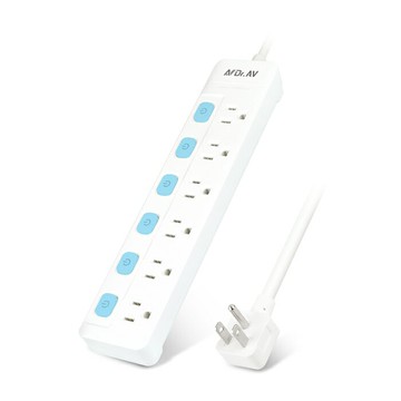 【聖岡科技Dr.AV】TX-600-6 6開6插3孔節能6尺 延長線(日式彈跳開關/180度平貼式插頭)