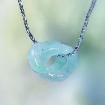 冰種飄綠翡翠環環相扣項鍊 | 天然緬甸玉A貨翡翠 | 送禮