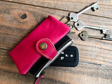 POCKET 亮紅色酷口袋豐滿鑰匙包 PPK-RKR-Y 用於零錢包