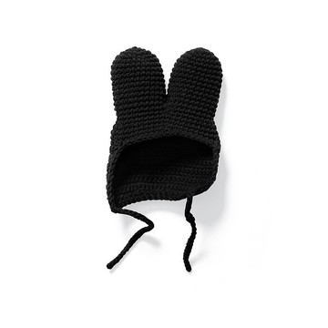荷蘭 Just Dutch | Miffy 米飛兔 手工編織 黑色帽子