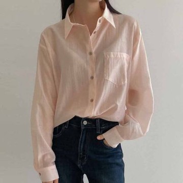 正韓女上衣 天絲透視長袖襯衫STP1100-創翊韓都