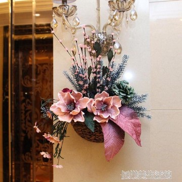 歐式田園家居仿真花壁掛花籃花藝套裝墻面壁飾墻上掛飾墻壁裝飾品 YDL 年終特惠