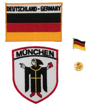 布標燙刺繡貼花布貼 三件組慕尼黑的孩子地標刺繡 ＋德國國旗刺繡貼+徽章別針 衣服裝飾燙布貼