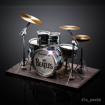 🔥臺灣出貨-金屬3d立體diy拚圖懷舊書房鐵藝複古拚裝模型 披頭士紀念版架子鼓 CQS3