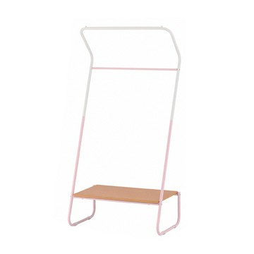 【H&R安室家】彩漾乙字木板掛衣架 吊衣架 LS165粉色