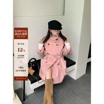 EVNSTYLE “白月光大衣”冬季羊毛中長款手工雙面呢斗篷大衣外套