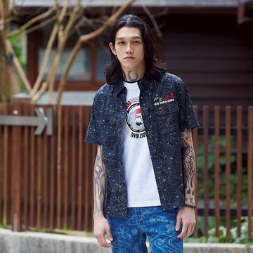 BIG TRAIN 加大福蛙春菊條紋印花襯衫-K70136-57&80