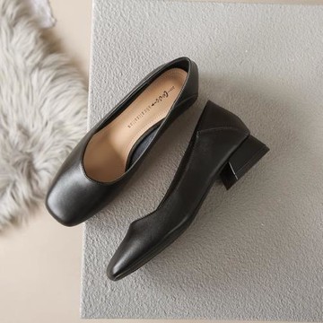 潮牌公務員面試女鞋淺口黑色通勤上班搭配正裝不累腳高跟職業鞋子