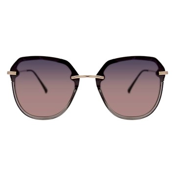 ALEGANT 法式浪漫流行拼接半框設計墨鏡 UV400太陽眼鏡  花草蜂蜜色  143 x 143 x 58mm