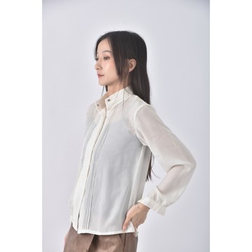 (S) 透膚白色襯衫上衣二手衣