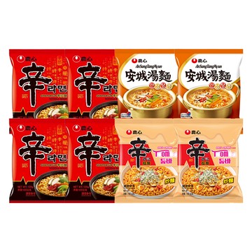 NONGSHIM 農心 辛拉麵120g 4包 + 安城湯麵125g 2包 + 辛拉麵 辣白醬風味137g 2包  8包