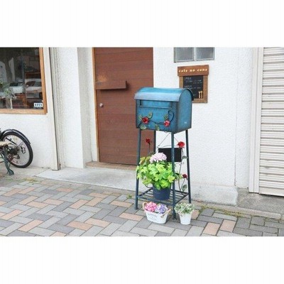 郵便ポスト 郵便受け おしゃれ メールボックス 幅40.5×奥行33×高さ102cm ブルー