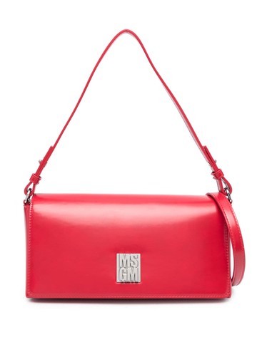 MSGM - logo-plaque faux-leather shoulder bag - women - Polyurethane/Polyurethane - One Size - Red