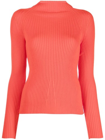 A.W.A.K.E. Mode - ribbed-knit cut-out jumper - women - Viscose/Polyester - S - Red