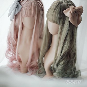 ✨可開發票#日係洛麗塔軟妹lolita假髮男女裝 CD大佬空氣劉海長捲髮大波浪COS#免運