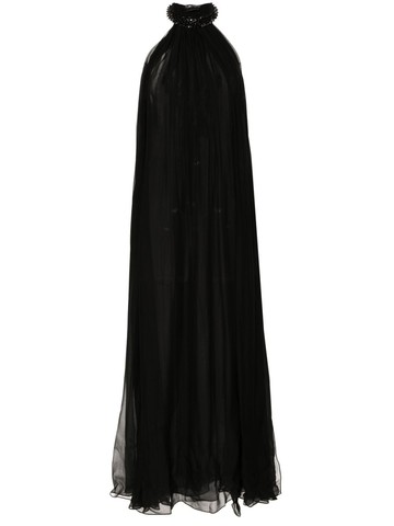 TOM FORD - crystal-embellished maxi silk dress - women - Silk/Polyamide/Polyester/glass - 38 - Black