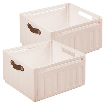 ONE HOUSE 川櫻伸縮折疊收納盒 手提款 18L OH-Q729-E2  2個  30~50 x 25 x 15cm  櫻花粉