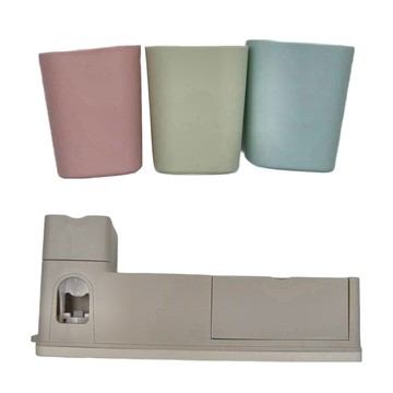 FANCY LIFE 浴室牙刷置物架 三口之家 無痕收納 承重性強 防潮防水  粉色 + 綠色 + 藍色  1組