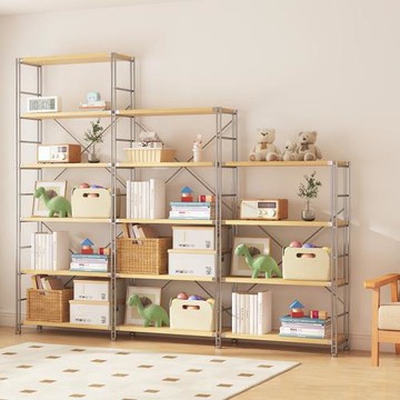 家用多功能原木風貨架廚房微波爐鍋具置物架陽臺客廳倉儲收納架子