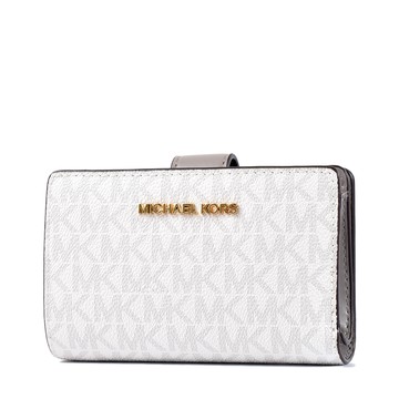 MICHAEL KORS 緹花LOGO防刮釦式中夾-白色