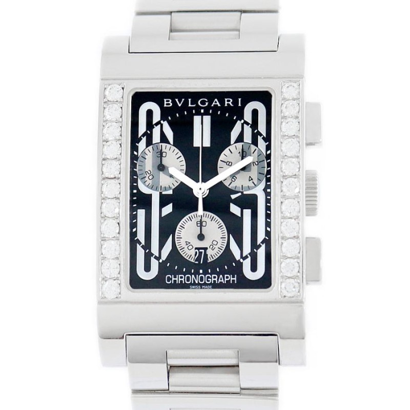 電池交換済み BVLGARI ブルガリ レッタンゴロ クロノグラフ RTC49S 黒 