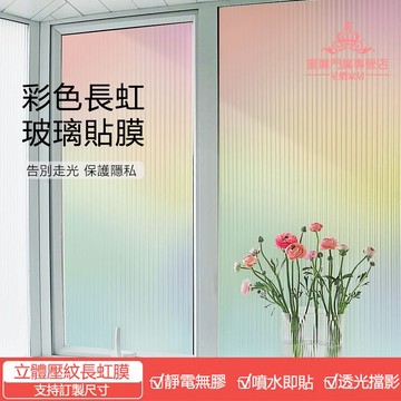 客製化 無膠靜電玻璃窗貼 彩色漸變 玻璃貼紙 門貼隔熱紙 居家隔熱紙 玻璃紙 霧面毛玻璃 靜電玻璃貼 3D立體磨砂玻璃