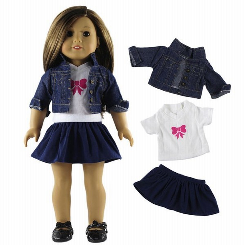 18インチアメリカンガールドール用 ドール服セット ジーンズ シャツ プリーツドレス ファッション人形衣類セット 全3色 03 通販 Lineポイント最大0 5 Get Lineショッピング