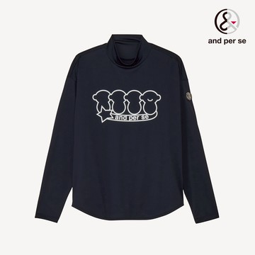 【and per se】女款防曬彈性舒適深藍色立領長棉 DLW29245