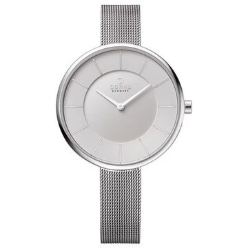 OBAKU 純粹時刻鋼質腕錶-銀-38mm(V185LXCIMC)