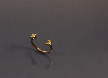 圖像系列-小星星月亮黃銅戒