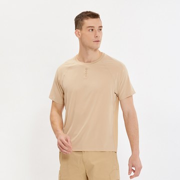 Hang Ten ThermoContro 吸濕快乾透氣孔洞彈性短袖T恤-男(日曬棕)
