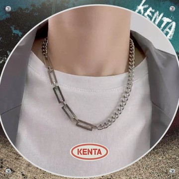 小古巴拼接項鍊 男生項鍊 不對稱鎖鍊 拼接設計 不鏽鋼項鍊 韓國項鍊 流行百搭 簡約 健太選物⋆˖°