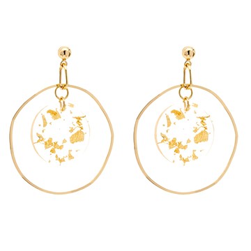 ROCiO 無耳洞耳夾式耳環 CZ鑽淡水珍珠鍍14K金  金色